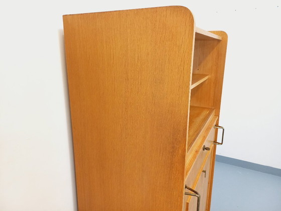 Image 1 of Vintage eikenhouten boekenkast uit de jaren 60 met bijzettafel