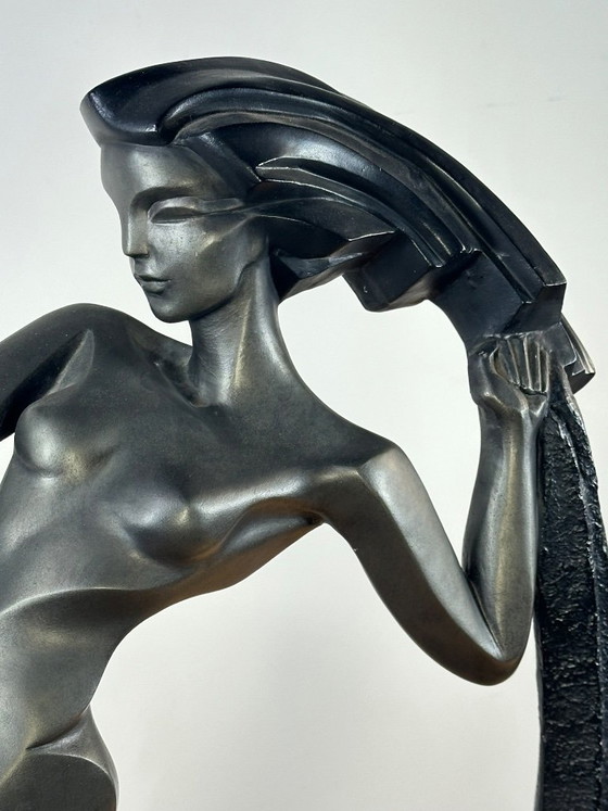 Image 1 of Regule statue "The Dancer with Drapery" signed A. Danel 1990