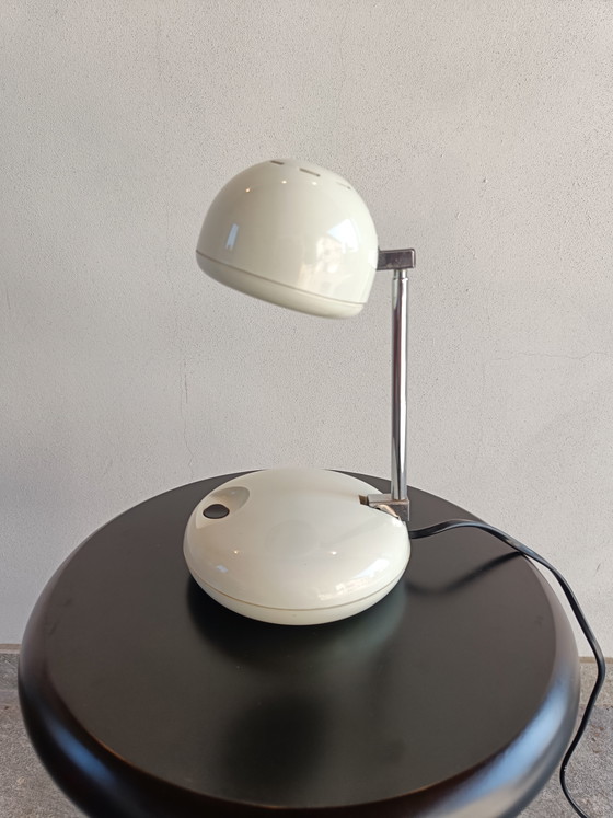 Image 1 of Vintage Space Age Table Lamp in White Plastic and Chrome, Italy 1970s/1980s
