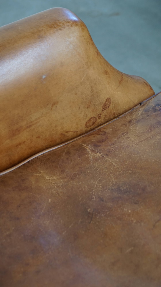 Image 1 of Vintage Fauteuil Gemaakt van Schapenleer