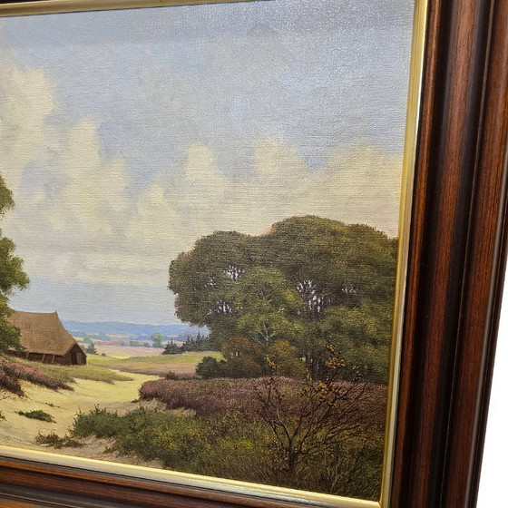 Image 1 of Paisaje de brezal con redil, firmado por J.G. Alberts.