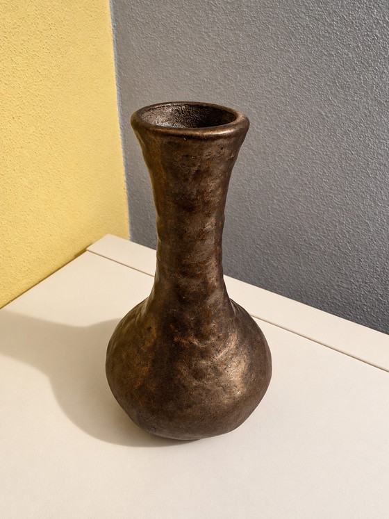 Vaso Scultoreo Vintage in Bronzo Massiccio, Design Brutalista e Wabi-Sabi, Vasi, Marrone (foto 4 di 6)