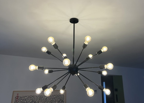 Image 1 of Lampadario nero - 20 lampadine a luce calda