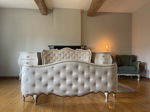 French Vintage Bed Frame + 2 Nightstands - Elegant & Unique