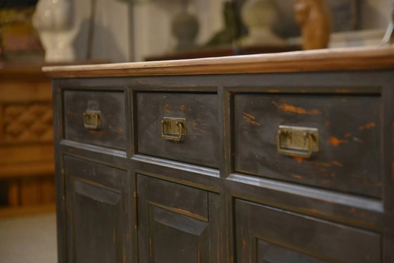 Schieferfarbenes Sideboard 1960er Jahre – Aufbewahrungsschrank, Holz, Vintage (photo 3 of 12)