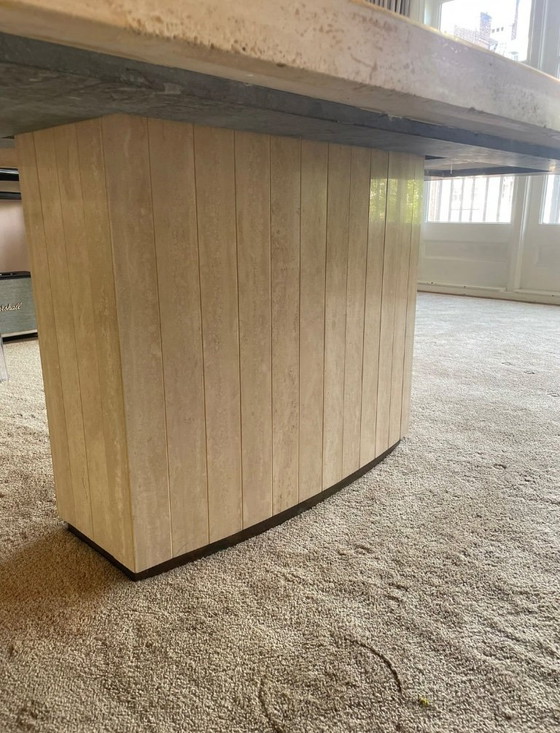 Image 1 of Willy Rizzo per Jean Charles Tavolo da pranzo in travertino