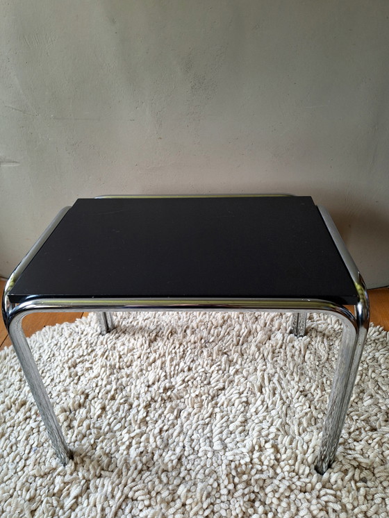 Image 1 of Midcentury side table black, tubular steel frame