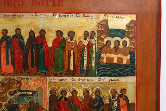 Image 1 of Icona religiosa russa Menaion del XIX secolo, Santi del mese di marzo