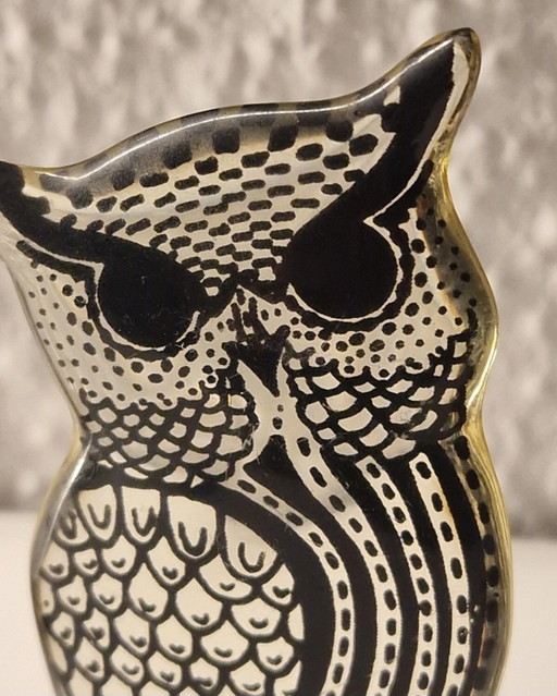 vintage Abraham Palatnik Op Art Eule Plexiglas Lucite Brasilien 9cm