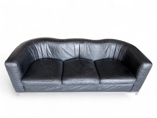 Zanotta Onda 3-zitsbank – banken, Leather, Metal