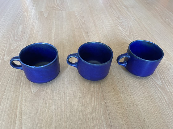 Image 1 of 5 Blue Vintage Cups and Saucers Suisse Langenthal and 3 Loose Cups