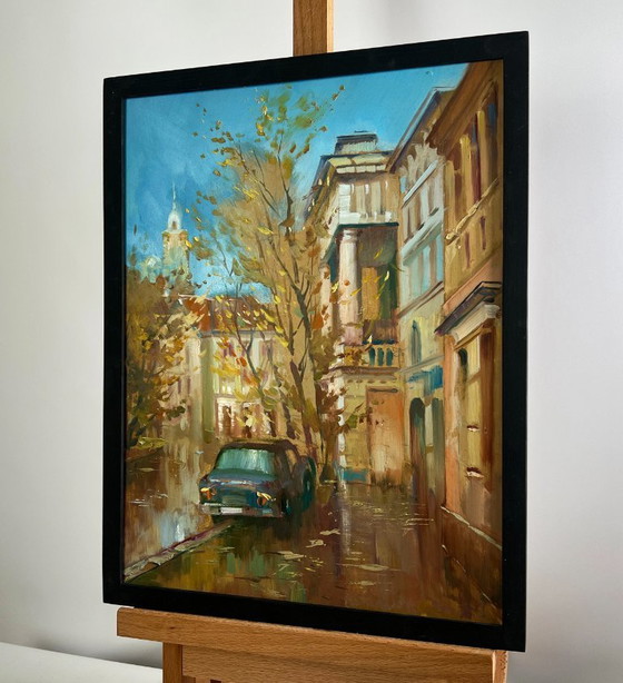 Image 1 of Original Oil Painting Autumn City Autumn in the Old Quarter