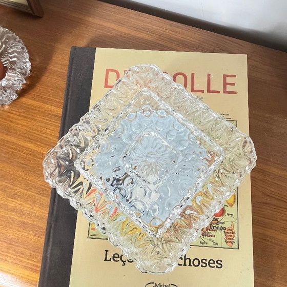 Vintage 1970s/80s Small Square Transparent Glass Wall/Ceiling Light, Wall lights (photo 4 of 9)