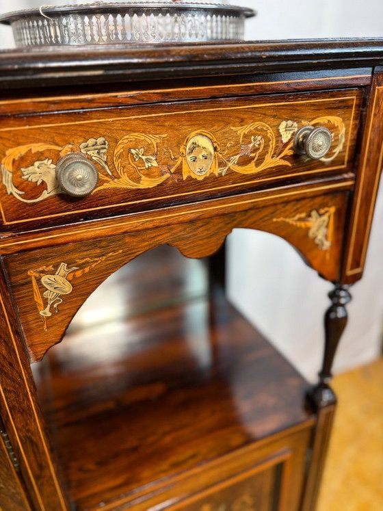Image 1 of Antique English Sheraton Revival Rosewood Inlaid Server / Buffet – Late 19th Century