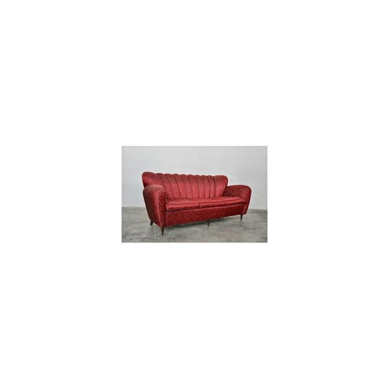 Image 1 of Mid-century Italian red and gold 3-seater sofa by Paolo Buffa, 1950s