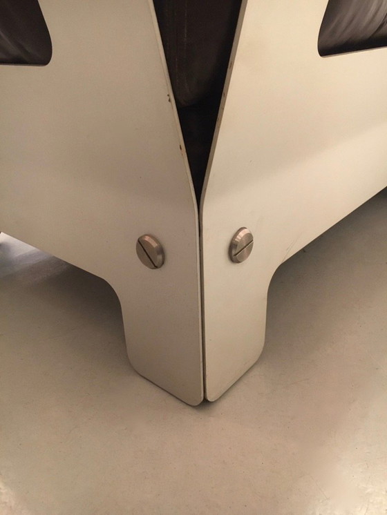 Image 1 of Braunes Leder und eloxiertes Sofa von Sigurd Ressel für Vatne Mobler, Norwegen 1968