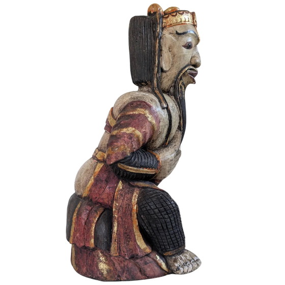 Le Maître de la Fortune – Ancienne Statue de Temple Chinoise du Dieu Lu – c. 1800 – Sculptures (photo 3 of 9)
