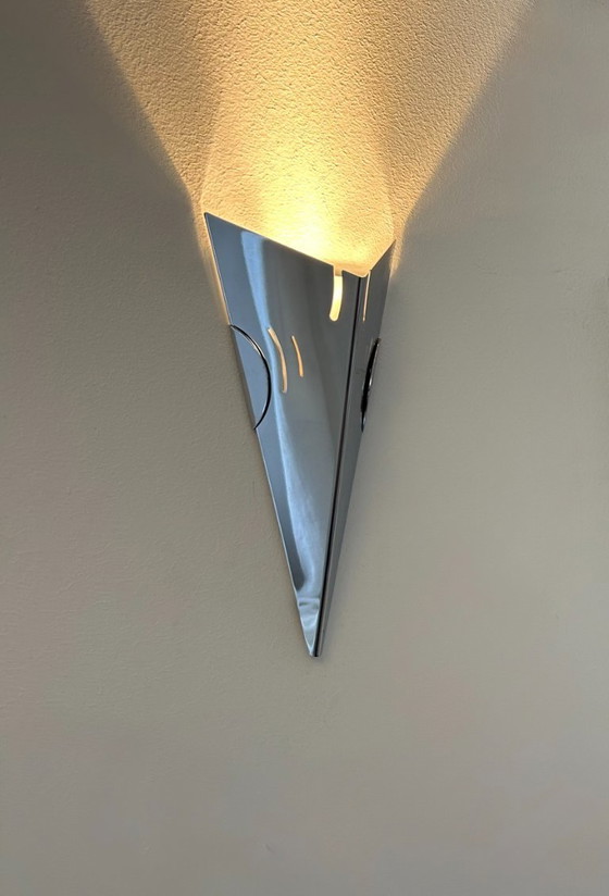 Image 1 of Coppia di applique vintage, metallo cromato, Francia, 1980