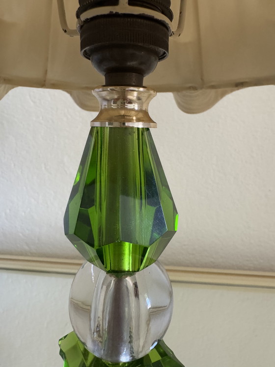Image 1 of Art Deco emerald crystal lamp