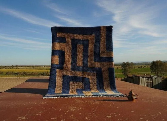 Moroccan blue and beige Berber rug 300x200 cm – handmade – Rugs & carpets, Wool, Cotton, Modern (photo 6 of 10)