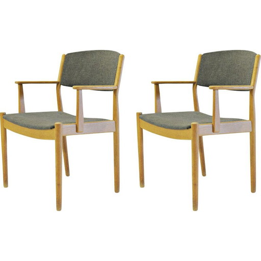 Set di due poltrone vintage danesi Poul Volther rifinite in rovere, rivestimento Inc.