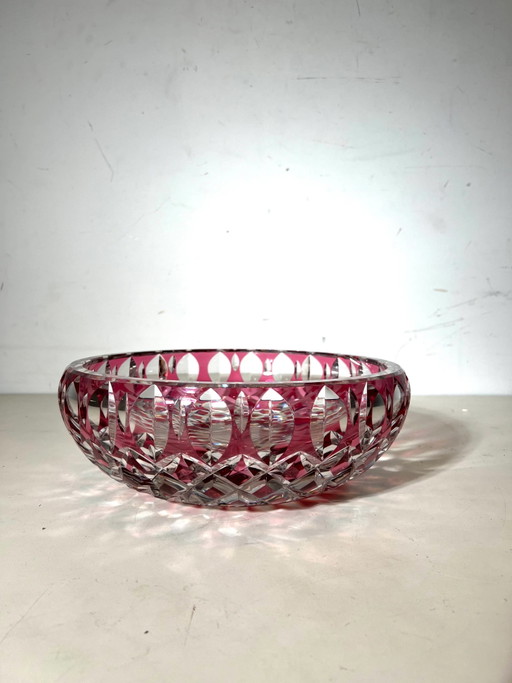 Bol de cristal tallado Val Saint Lambert – Revestimiento de rubí – schalen (photo 2 of 4)