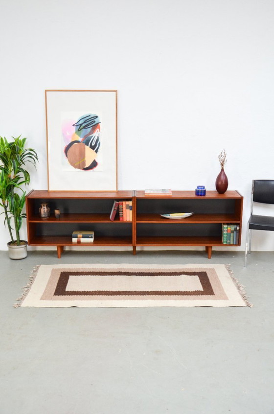 Image 1 of Vintage open sideboard, retro teak mid-century lowboard shelf, 1970s