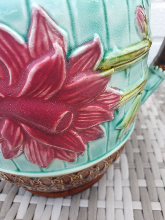 Image 1 of Antique A. Mouzin - Lecat majolica jug - ca 1900 - good condition