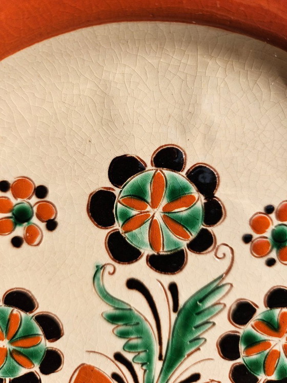 Image 1 of Wall Plate Folk Art Pottery Made by Imre Szűcs (1948-) a Well Known Hungarian Ceramic Artist | Vintage Handmade Hand-Painted