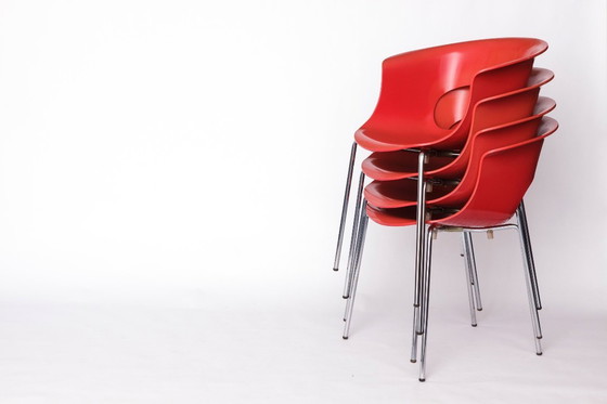 Image 1 of 4er Set SCAB Design „Miss B“ Stühle – Italienische stapelbare Esszimmerstühle, 1990er–2000er Jahre, Polycarbonat &amp; Chrom, Vi