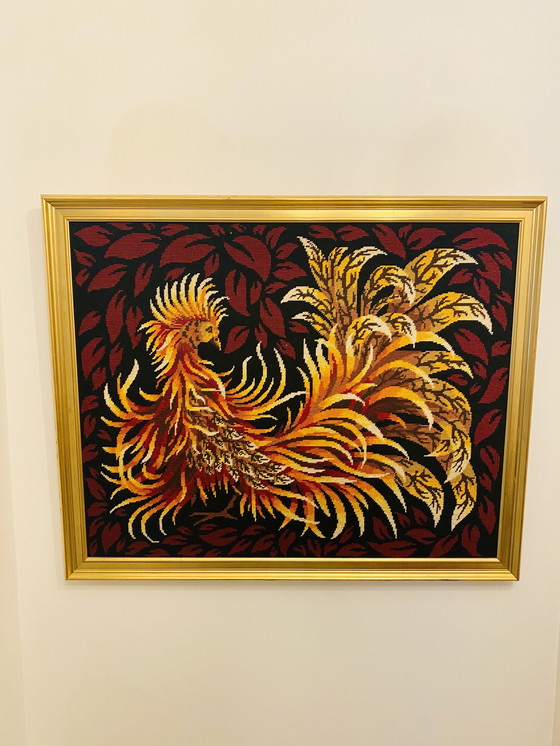 Image 1 of Tapisserie vintage Oiseau de feu années 60/70