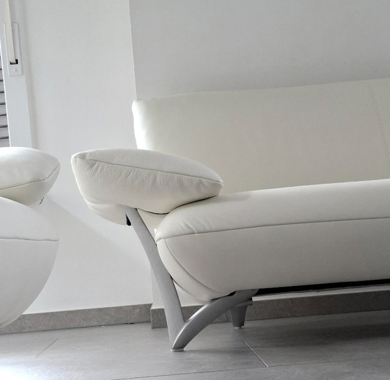 Rolf Benz 2 posti + 3 posti pelle rinnovata – Zona salotto, Metallo (photo 4 of 23)