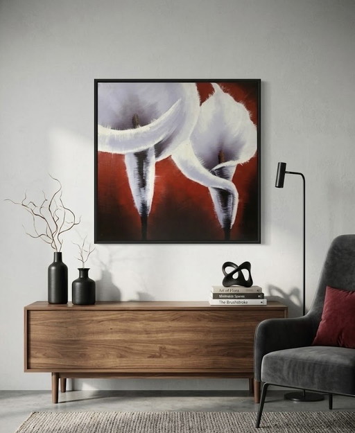 MAGNIFIQUE toile de lys calla peinte à la main