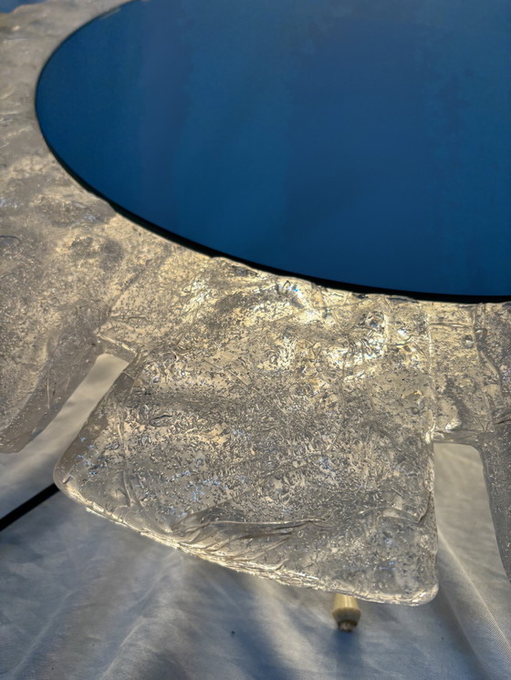 Image 1 of Specchio da parete vintage illuminato in vetro ghiacciato, Hillebrand anni '70