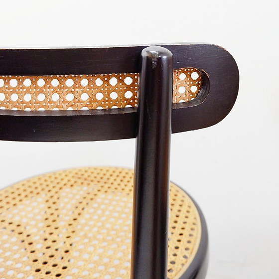 Image 1 of Set of 3 vintage Thonet-style bar stools in bentwood and caning