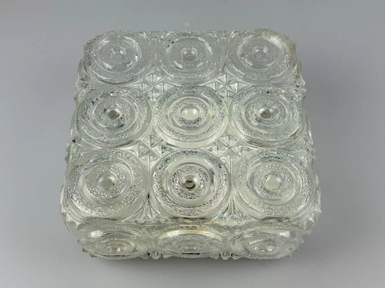 Image 1 of Lampada da soffitto anni &#39;60-&#39;70 Glashütte Limburg Germania Plafoniere in vetro e metallo
