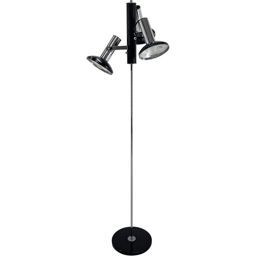 Lampadaire vintage chromé à 3 spots, Italie, années 1960