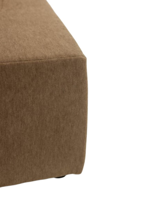 Image 1 of Pair of cubic armchairs in beige mohair fabric. Contemporary style.