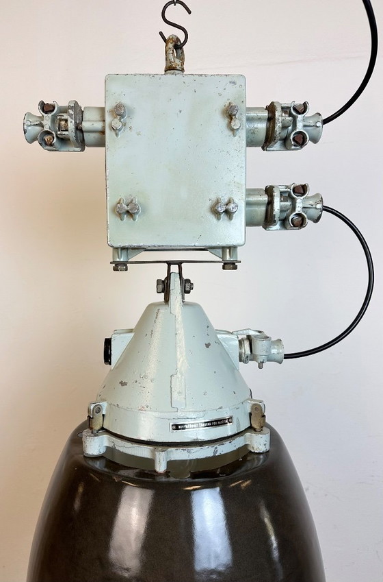 Image 1 of Grey Cast Aluminium Explosion Proof Lamp with Enameled Shade, 1970s