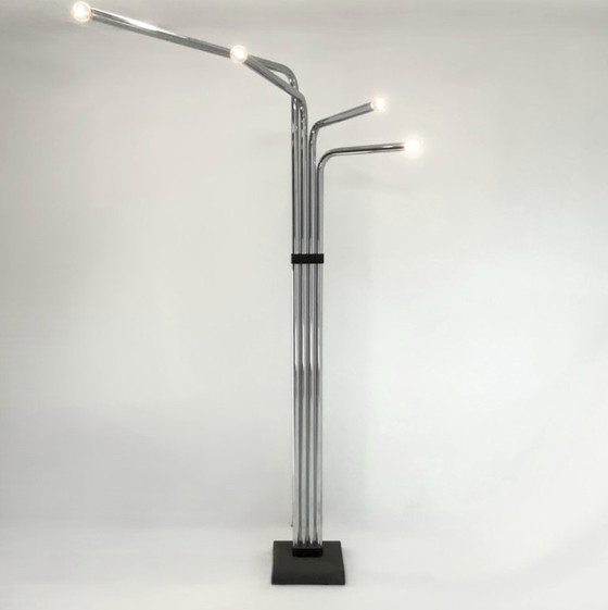 Image 1 of Chrome Metal 4-Arm Floor Lamp by Goffredo Reggiani, Italy, 1970s