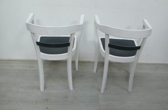 Image 1 of 2 armchairs German Bauhaus era Gropius style, white + night gray 1920s