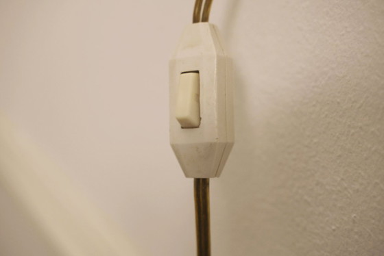 Image 1 of Wandlamp in schaarvorm uit het midden van de 20e eeuw, Scandinavische accordeonlamp, verstelbare houten wandlamp met stekker.