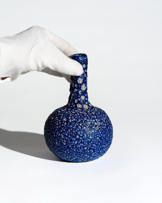 Image 1 of Albert Kiessling Moon Lava Glaze Ceramic Bottle Vase Handcrafted Studio Pottery