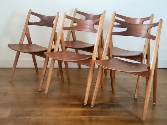 Image 1 of 5 sedie Sawbuck CH29 di Hans J. Wegner per Carl Hansen & Søn