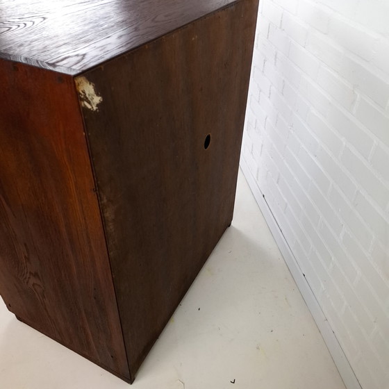 Image 1 of Vintage Art Deco style sideboard with rough dark brown wood