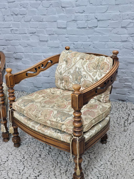 Poltrone da salotto Giorgetti Gallery di design di metà secolo con rivestimento in Gobelin, set di 2, Italia, 1975