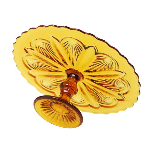 Art Deco Amber Cake Bowl