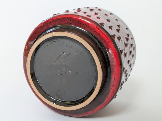 Image 1 of Jardinera de cerámica italiana de mediados de siglo de Fratelli Fanciulacci | Esmalte moteado rojo | Años 60