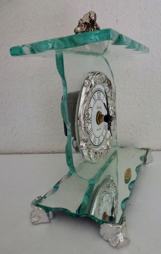 Image 1 of Reloj de mesa de cristal italiano antiguo, marca Rotondo.