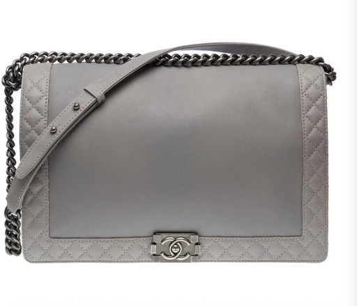 Sac CHANEL Boy en Cuir Gris - 101696